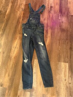 Blue Spice Dark Blue Distressed Denim Overalls